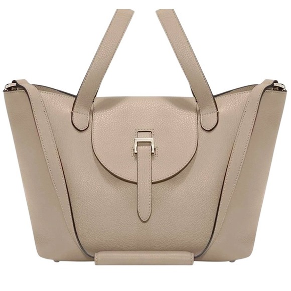 Meli Melo Handbags - Meli Melo Thela Medium Taupe Cowhide Leather Satchel Shoulder Bag Italy